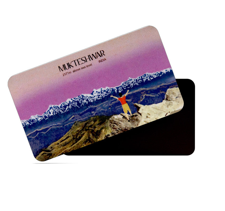 dhcrafts Rectangular Rubber Fridge Magnet / Magnetic Card Multicolor Uttarakhand Mukteshwar D1 Design Pack of 1 (8.6cm x 5.4cm)